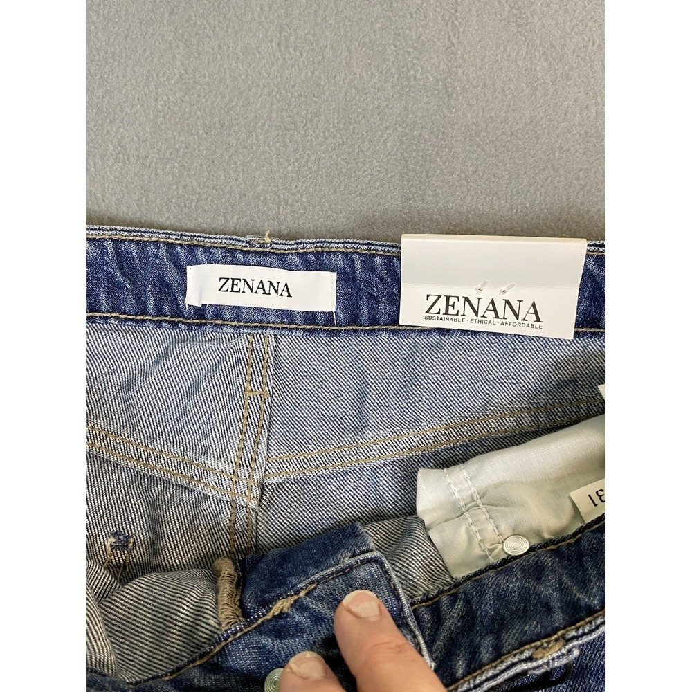 NWT Zenana Women's Size 31 High Rise Wide Leg Baggy Jeans Whiskered Med Wash - Picture 10 of 13
